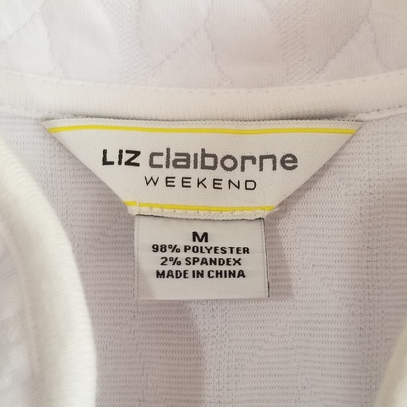 Liz Claiborne Weekend Womens Med White Quilted Jacquard Full Zip Vest w/… - Picture 3 of 12